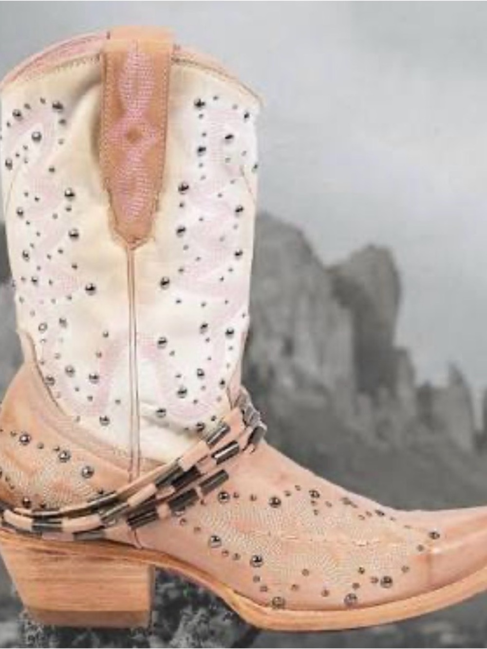 NIB Freebird By Steven Wisteria Blush Pink Cream Western Leather Harness boots 9